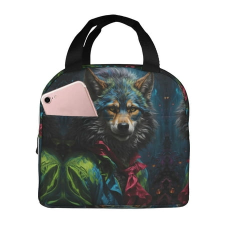 Insulated Lunch Bag for Women Men - Vintage Wolf Warrior Leakproof Cooler Lunch Box for Women Men  Lunch Tote Bags for Work School Picnic Travel