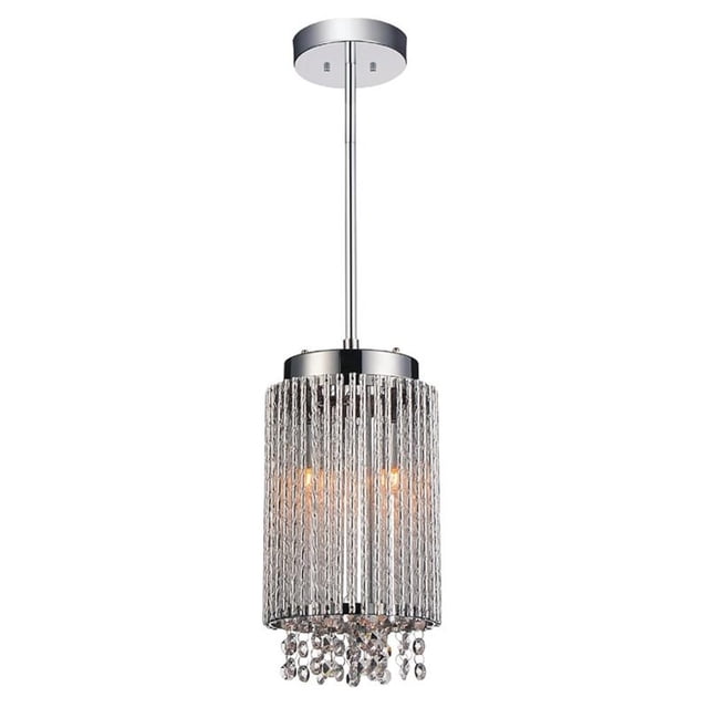 CWI Lighting Abat-Jour Tambour 2 Lumières Mini Pendentif avec Finition Chrome