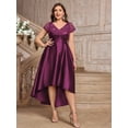thumbnail image 5 of Miusol Plus Size V-Neck Lace Sequin Satin Contrast High-Low Evening Party Dress, 5 of 10