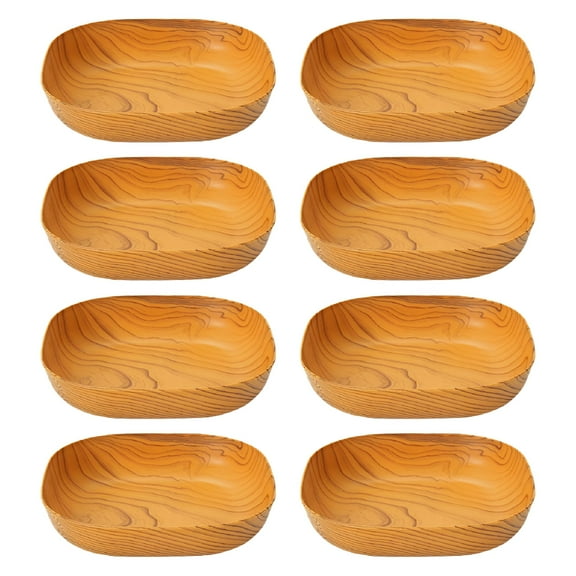 ACDANC 8 Pcs Wood Grain Fruit Tray Sauce Dish Household Serving Dish Glass Dishes Wooden Tray Soy Sauce Dish Sauce Bowl