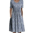 thumbnail image 1 of FASHIONWT Women Vintage Easter Printed Short Sleeve Crewneck Midi Pockets Dress, 1 of 4