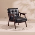 thumbnail image 2 of OMNIBERG Mid-Century Modern Accent Chair, PU Leather Armchair with Solid Wood Frame, Comfort Reading Chair Lounge Chair for Living Room Bedroom Sunroom, Black, 2 of 7
