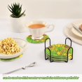 thumbnail image 2 of Sunflower Pattern Design 4in Bar Coasters Set of 6 with Storage Rack Durable Heat Resistant, 2 of 7