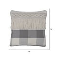 thumbnail image 2 of Vickerman 18" x 18" Gray Plaid with Fringe Cotton Pillow, 2 of 2