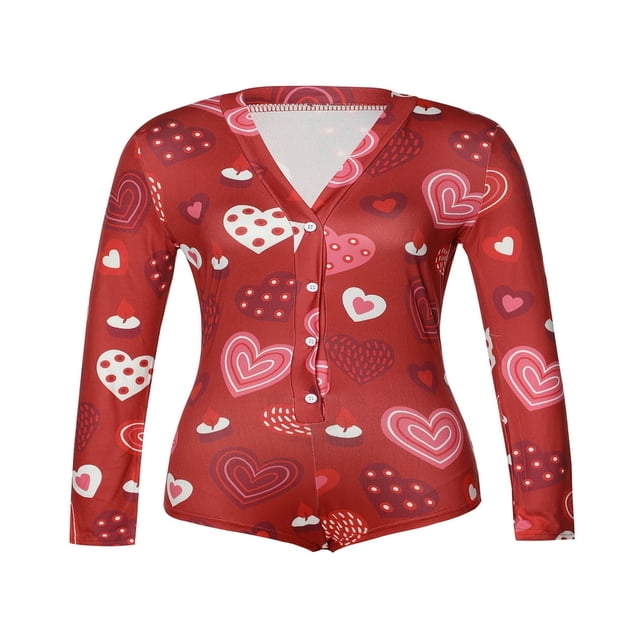 Femmes Combinaisons Pyjamas Vêtements de Nuit Cul Rabat Clubwear Profond V-Cou Bouton jusqu'à Rompers
