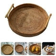 thumbnail image 4 of Monyance Fruit Container Basket Rattan Tray Wicker Fruitfor Small Woven Dinner Servingottoman Breakfast Decorative Bowls Round Storage(8.66X8.66X1.18Inches), 4 of 10
