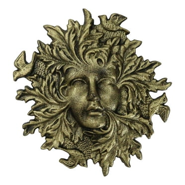 Cast Iron Antiqued Forest Spirit Goddess Celtic Greenwoman Ent Face Wall Decor