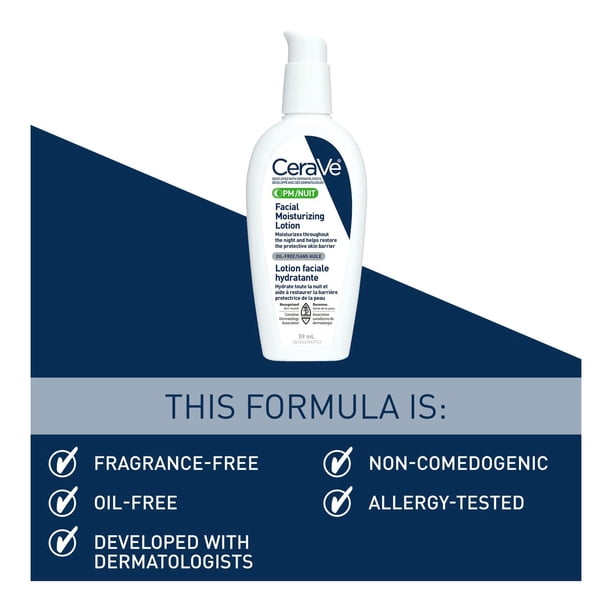 CeraVe PM Facial Moisturizing Lotion, Nighttime Face Moisturizer