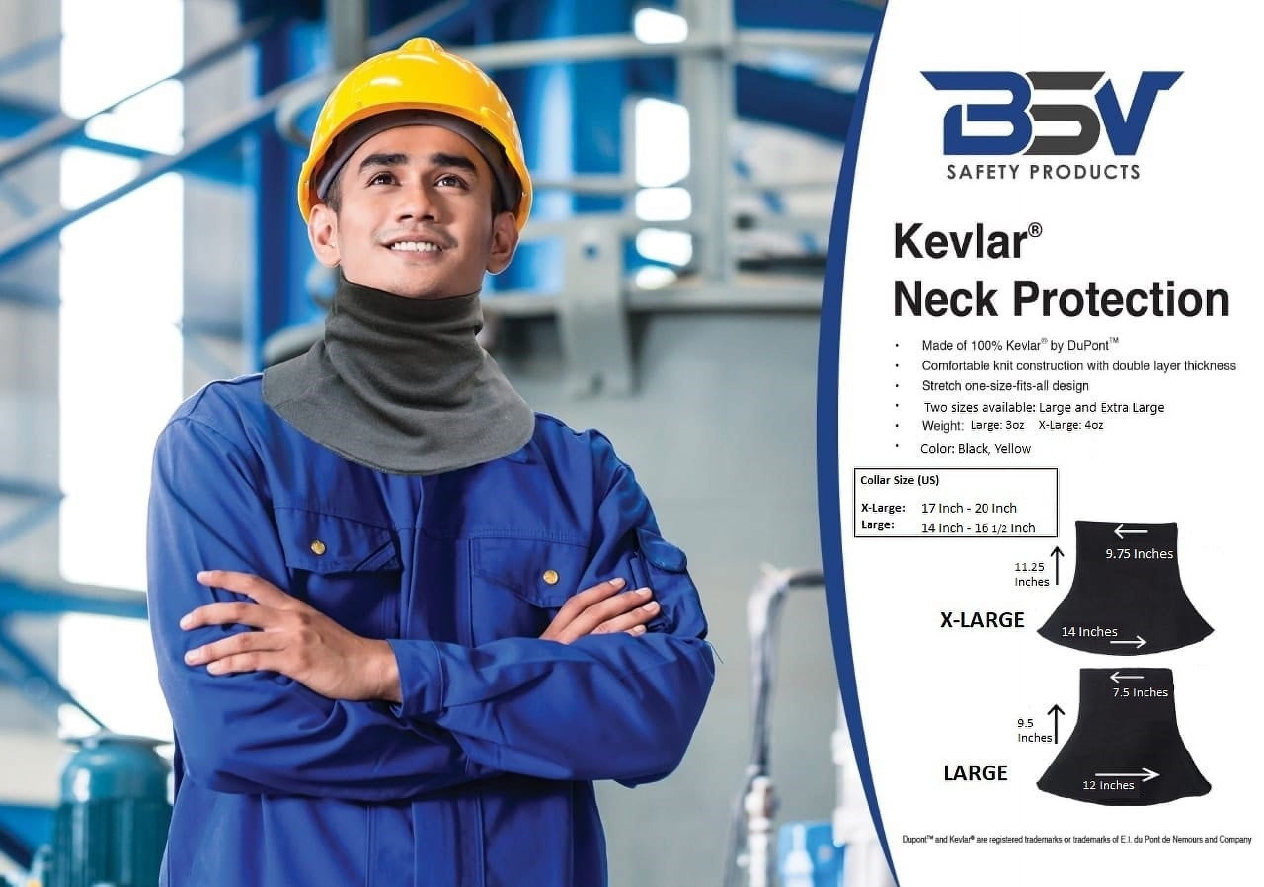 BSV Welding Neck Protecor XL (Fits XL -3XL) - Cut, Scratch & Heat Resistant Neck Protection for Men & Women - Extra Large - Black