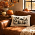thumbnail image 6 of SLYNSHome Fall Throw Pillow Cover Black Sketch Pumpkin Leaf Print Linen Textured Decorative Lumbar Cushion Case For Sofa Couch Porch Halloween Thanksgiving Home Decor, 6 of 6