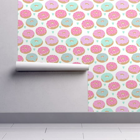 Peel-and-Stick Removable Wallpaper Donut Love Hearts Valentines Donuts