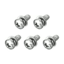 M4 x 10mm 304 Stainless Steel Phillips Pan Head Machine Screws Bolts Combine with Spring Washer and Plain Washers 5Pack