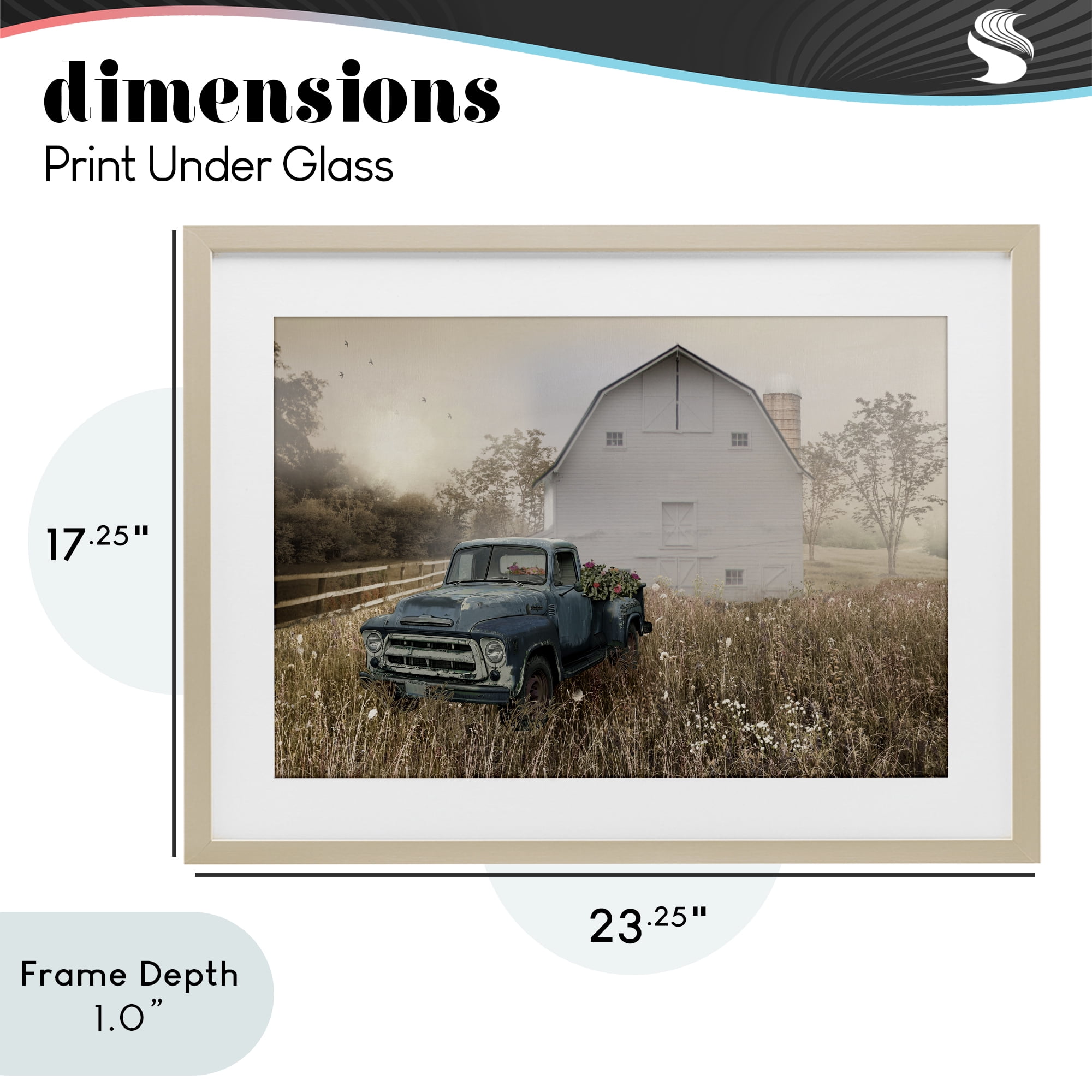 Stupell Industries Vintage Pickup in Wildflowers Birch Framed Print Under Glass, design by Nan