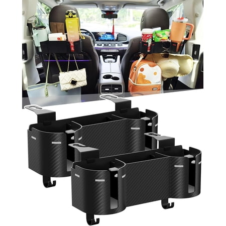 Car Headrest Backseat Cup Holder 3.7", Seat Back Organizer with Hooks | High Capacity 4 in 1 Seat Back Organizer, Multifunctional Storage for Car Travel Accessories Compatible with Most Vehicles