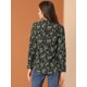 thumbnail image 5 of INSPIRE CHIC Blusa con botones de manga larga con cuello en V y blusas sueltas florales de gasa para mujer Negro S, 5 of 6