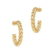 PAVOI 14K Yellow Gold Plated Twisted Rope Round Hoop Earrings | 25 Millimeters Hoop Earrings for Women