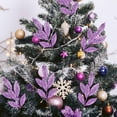 thumbnail image 4 of GoXteam 20Pcs Christmas Glitter Leaves Bay Leaves Spray 13" Artificial Bay Leaf Picks Sprays Giltter Stems for Christmas Tree DIY Xmas Wreath Garland Home Decor, Plum Pink, 4 of 7