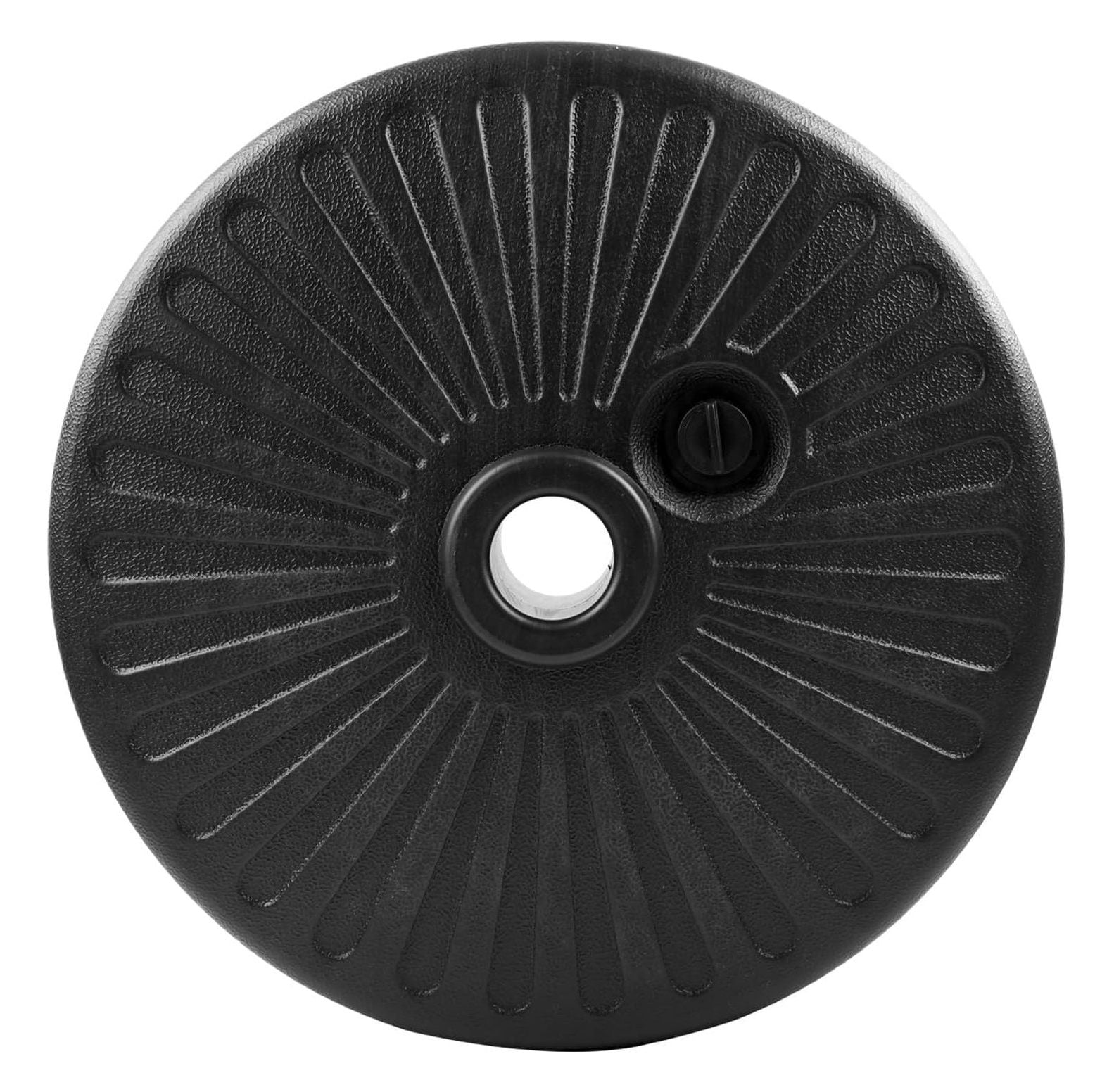 50LBS Round Umbrella Base Water Filled with Steel Holder Heavy Duty Fillable Umbrella Base Stand for Outdoor Patio Lawn Garden (Black)