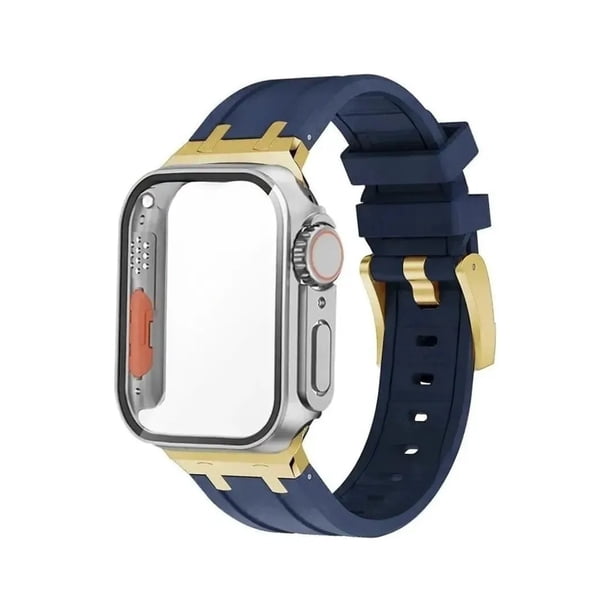 Correa De Lujo Compatible con Apple Watch Silicon Suave, Apariencia Ultra + CASE, 42/44/45/mm