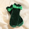 thumbnail image 6 of Mnyotv Baby Girl Rompers Christmas Outfits Flutter Long Sleeve Jumpsuit Bow Socks and Headbands 3Pcs Set Size 6-9 Months, 6 of 8