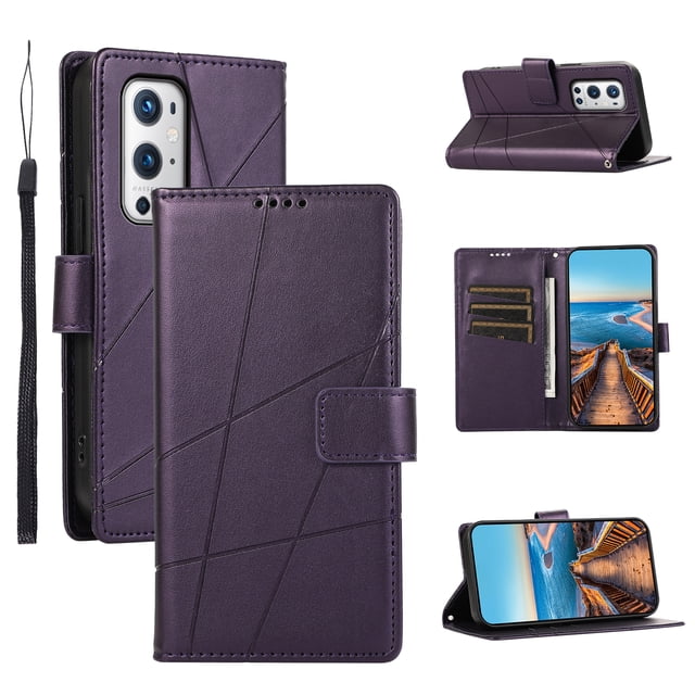 OnePlus 9 PRO 5G Case ,Vintage PU Leather Flip Cover Card Slots Magnetic Kickstand Hand Strap Case for OnePlus 9 PRO 5G
