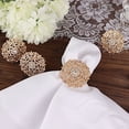thumbnail image 5 of Balsa Circle 4 Flower Gold Metal Dinner Napkin Rings Rhinestones Wedding Party Events Reception Decorations, 5 of 8