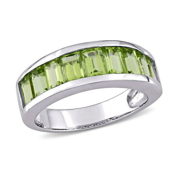 2.70 Carat (ctw) Peridot Baguette Band Ring in Sterling Silver