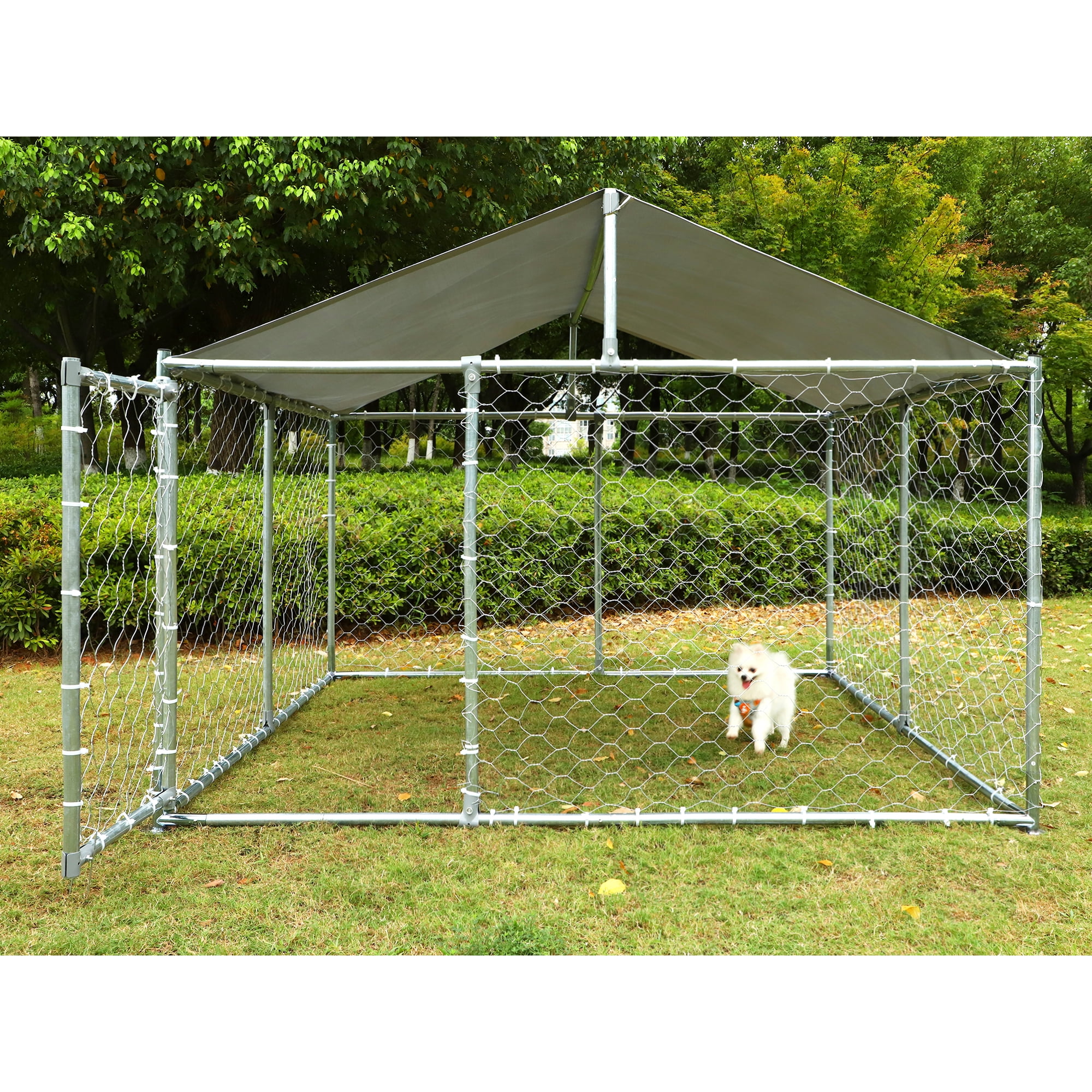 Magic Union Outdoor Dog Kennel,Large Dog Playpen Outdoor Dog Fence for Backyard Dog Run with Waterproof Cover
