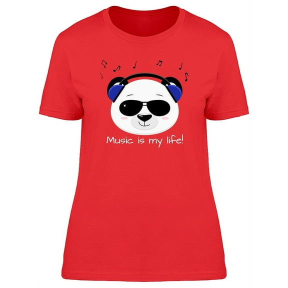 Retro Panda Music Is My Life T-Shirt Women -Image by Shutterstock, Female Small