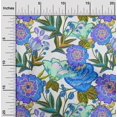 thumbnail image 2 of oneOone Viscose Jersey Medium Blue Fabric Florals Craft Projects Decor Fabric Printed By The Yard 60 Inch Wide, 2 of 7