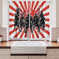 thumbnail image 2 of Ambesonne Japanese Kitchen Curtains, Samurai Ninja Retro, 55"x45", Red Black, 2 of 3
