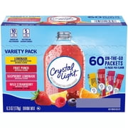 Crystal Light Lemonade, Fruit Punch, Raspberry Lemonade and Wild Strawberry Powdered Drink Mix Variety Pack (60 ct.)