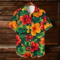thumbnail image 4 of PNTUTB Men's Hawaiian Casual Resort Style Fashion Print Collared Short Sleeve Button Down Loose Comfort Blouse, 4 of 6