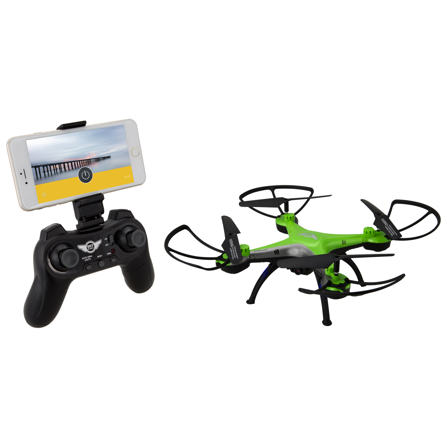 Sky Rider Thunderbird 2 Quadcopter Drone with Wi-Fi Camera, DRW330, Green - image 3 of 5