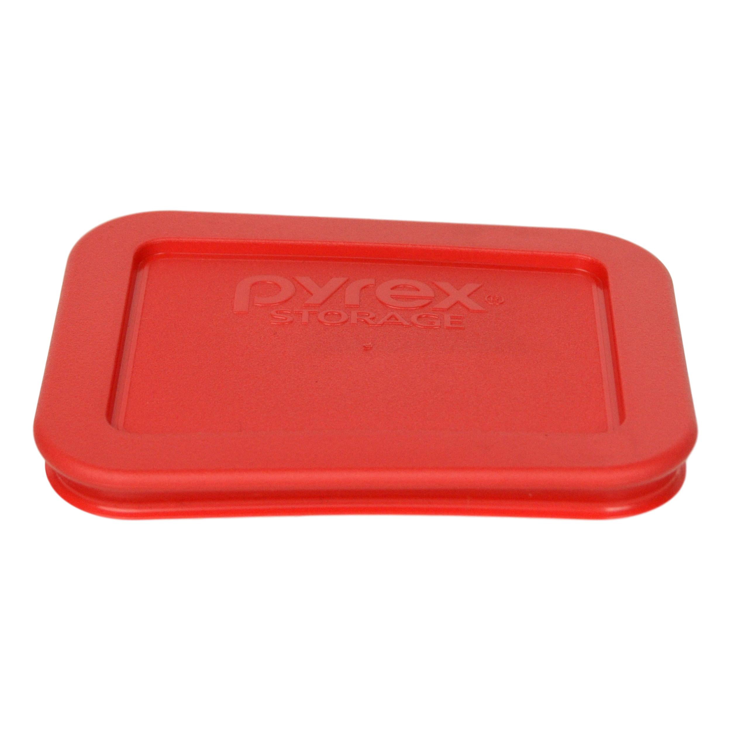 Pyrex 7214-Pc 4.8 Cup Red Rectangle Plastic Food Storage Lid 4 Pack