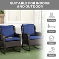 thumbnail image 6 of Outsunny 2 Piece Patio Wicker Rocking Chairs, Outdoor PE Rattan Swing Chairs w/ Soft Cushions for Garden, Patio, Lawn, Dark Blue, 6 of 9