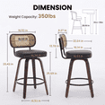 thumbnail image 2 of EHANCIS 26" Swivel Counter Height Bar Stools Set of 2, Boho Cane Rattan Back Chairs with PU Leather Upholstered Seat & Walnut Wood for Kitchen Island , Black, 2 of 10