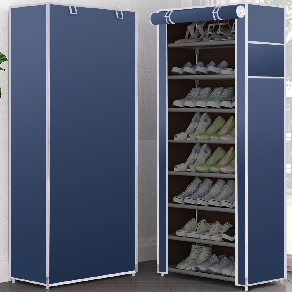 Private Jungle 8 Tier Shoe Storage Closet Organizer Rack with Cover, Free Standing, Holds 24 Pairs, Good for Sneakers, Flats, Heels & Boots, Navy Blue Private Jungle 8 Tier Shoe Storage Closet Organizer Rack with Cover, Free Standing, Holds 24 Pairs, Good for Sneakers, Flats, Heels & Boots, Navy Blue