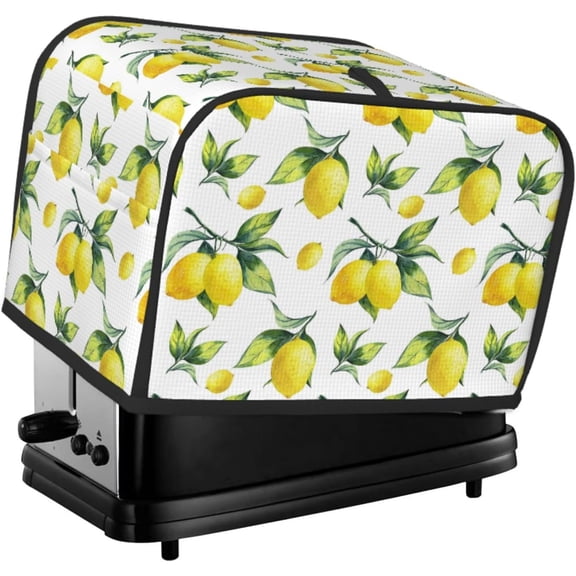Fruits Yellow Lemon Toaster Cover 2 Slice Bread Maker Cover with Pockets Kitchen Small Appliance Dustproof Cover Fingerprint Protection Bread Oven Cover Home Decorative