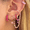 Purple-gold, variant on 6 Pairs Pink CZ Earring Set, Gold Plated Huggie Hoops & Studs with Cubic Zirconia, Hypoallergenic Assorted Piercing Earrings for Women