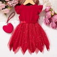 thumbnail image 3 of Robes Adolescentes Tutu Irrégulière en Maille Princesse Fête d'Anniversaire Robe Formelle pour Filles Rouge 5-6 Ans, 3 of 3