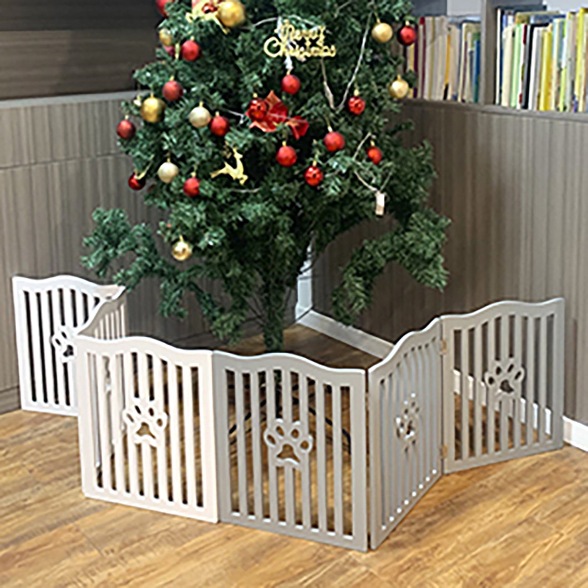 Trimate Wooden Free Standing Pet Gate for Small Dogs and Cats, White