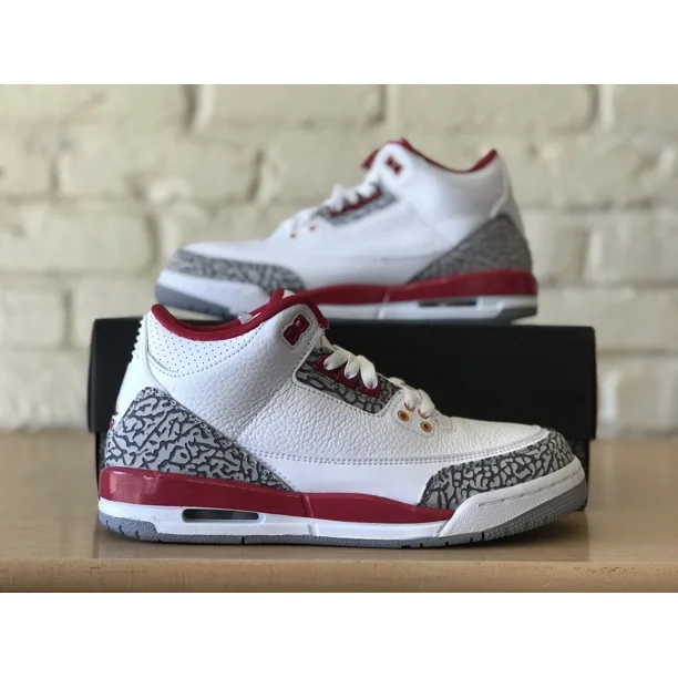 Ni-k-e Air Jordan 3 Retro Cardinal Red 398614-126 Shoes GS Size 7Y / Women 8.5 New