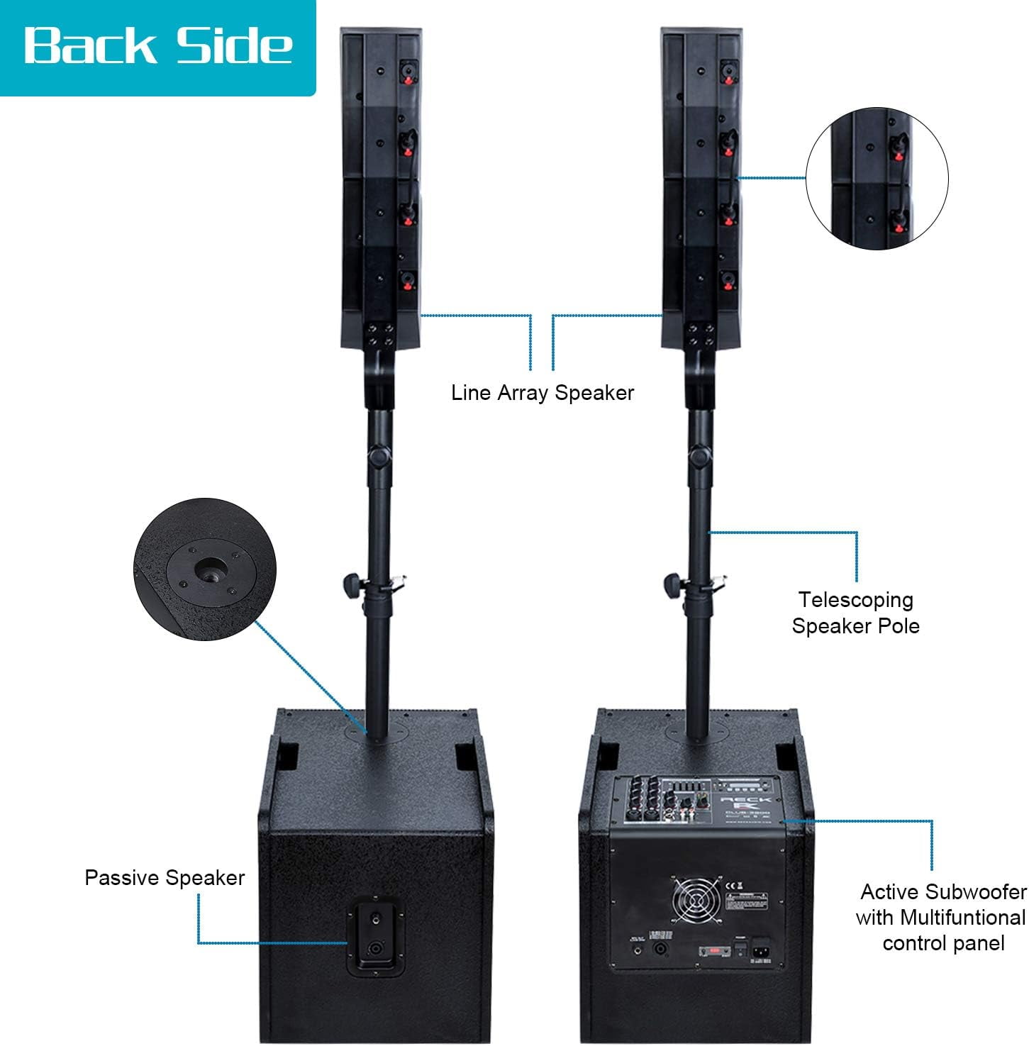 PRORECK Club 3200 12-Inch 4000 Watt DJ/Powered PA Speaker System Combo Set with Bluetooth/USB/SD Card