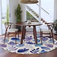 thumbnail image 3 of Purple Leaves Round Area Rug 6Ft Washable Circle Rugs for Bathroom Office, Spring Plants Rustic Vintage Botanical Non-Slip Carpet Floor Mats Indoor Outdoor Carpet Runner Aesthetic Home Decor, 3 of 8