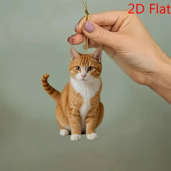 2D Flat Car Interior Acrylic Keychain, Cute Orange Tiger Cat Acrylic Pendant, Suitable for Keychain, Home Window, Car Interior Backpack, Funny Creative Key Ring - Ideal Valentine's Day Gifts