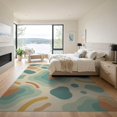 thumbnail image 3 of ODIKA 9'x12' Teal Abstract Waves Watercolor Washable Area Rug Modern Fluid Design With Shapes And Serene Wave Non-Slip, Chair-Friendly for Dining Room, Basement, Large Office, 3 of 7