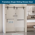 thumbnail image 4 of BARONAGE 56-60 W x 76 H Frameless Single Sliding  Shower Door , 5/16" (8mm) Clear Tempered Glass Shower Door Explosion-Proof Film, Stainless Steel Hardware, Matte Black, 4 of 7