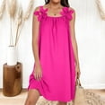 thumbnail image 2 of HBGVBA Women's Summer Mini Dress,Plus Size Short Sleeve Dresses,Summer Solid Color Lace Cami Round Neck Loose Midi Dress, 2 of 5