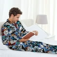 thumbnail image 6 of Naloa colorful snow board Men’s Pajamas Set - Long Sleeve Button Down Sleep Shirt and Pajama Bottoms Sleepwear Set-Large, 6 of 7